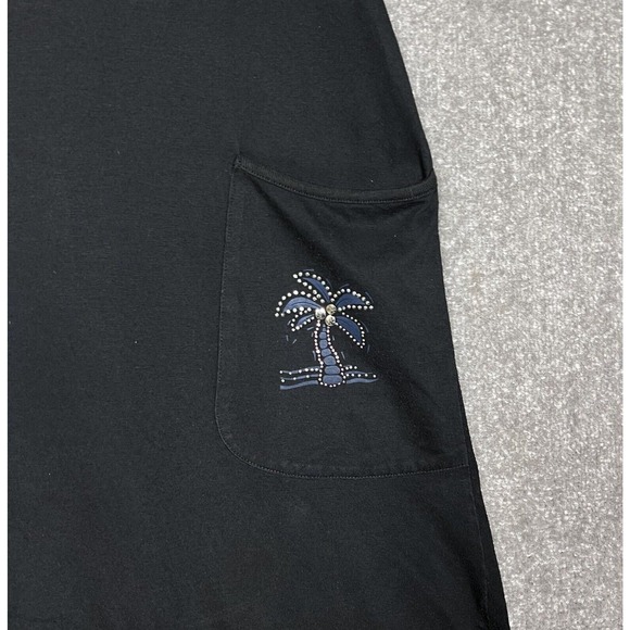Arli Ixtapa Mexico‎ Palm Tree Short Sleeve Dress Cover Up Womens Size XL Black - Picture 6 of 8